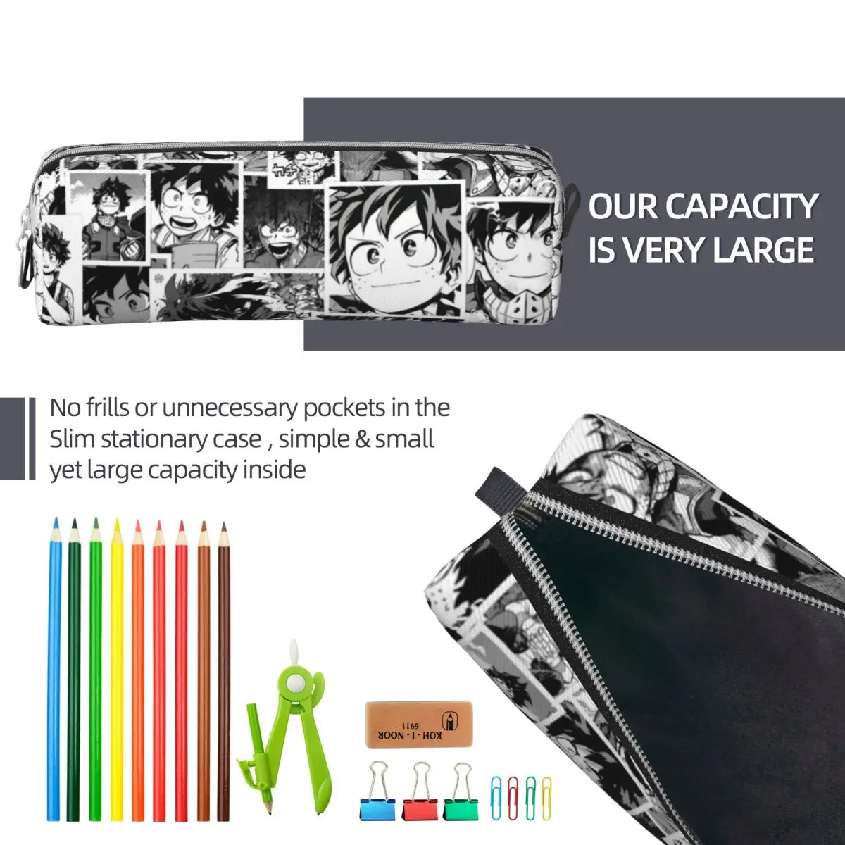 Imagem -06 - Deku Collage Pencil Cases my Hero Academia Anime Pencil Pouch Grande Bolsa de Armazenamento Material Escolar Papelaria Presentes Criativo