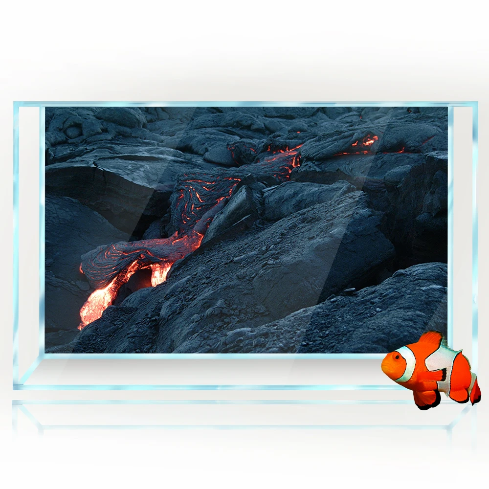 Aquarium Background 3D Volcano Magma Lava Rock Black HD Printing Wallpaper Fish Tank Reptile Habitat Decorations PVC