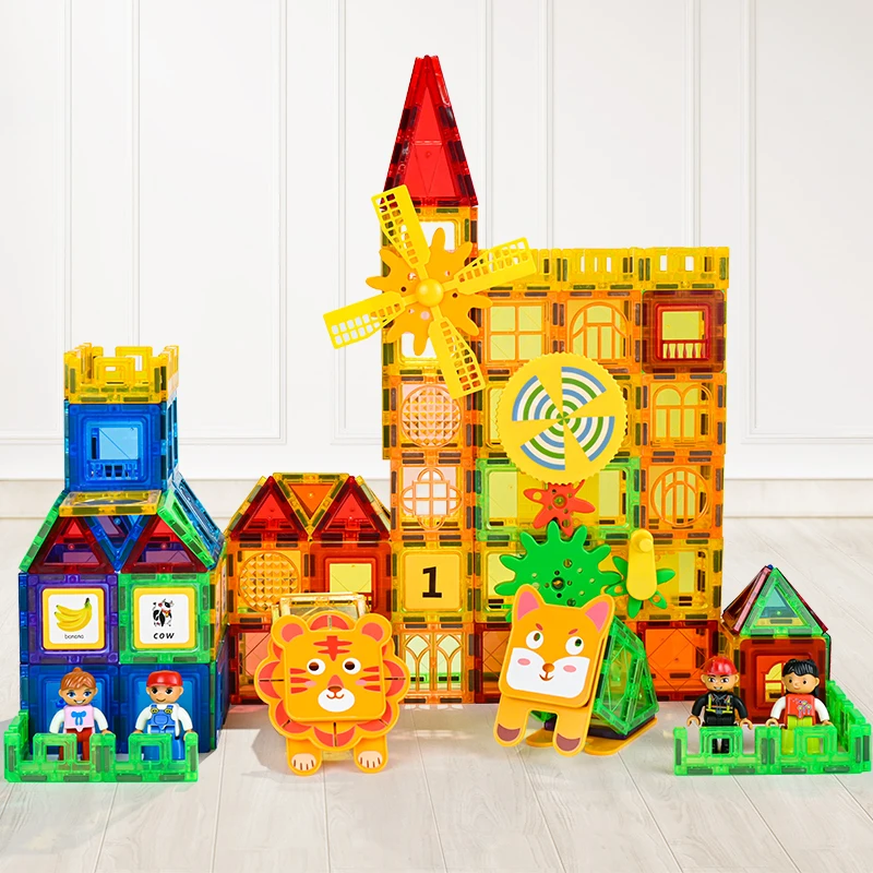 Factory plastic magnetic building block 3 year old children magnet toy + magnetic tile