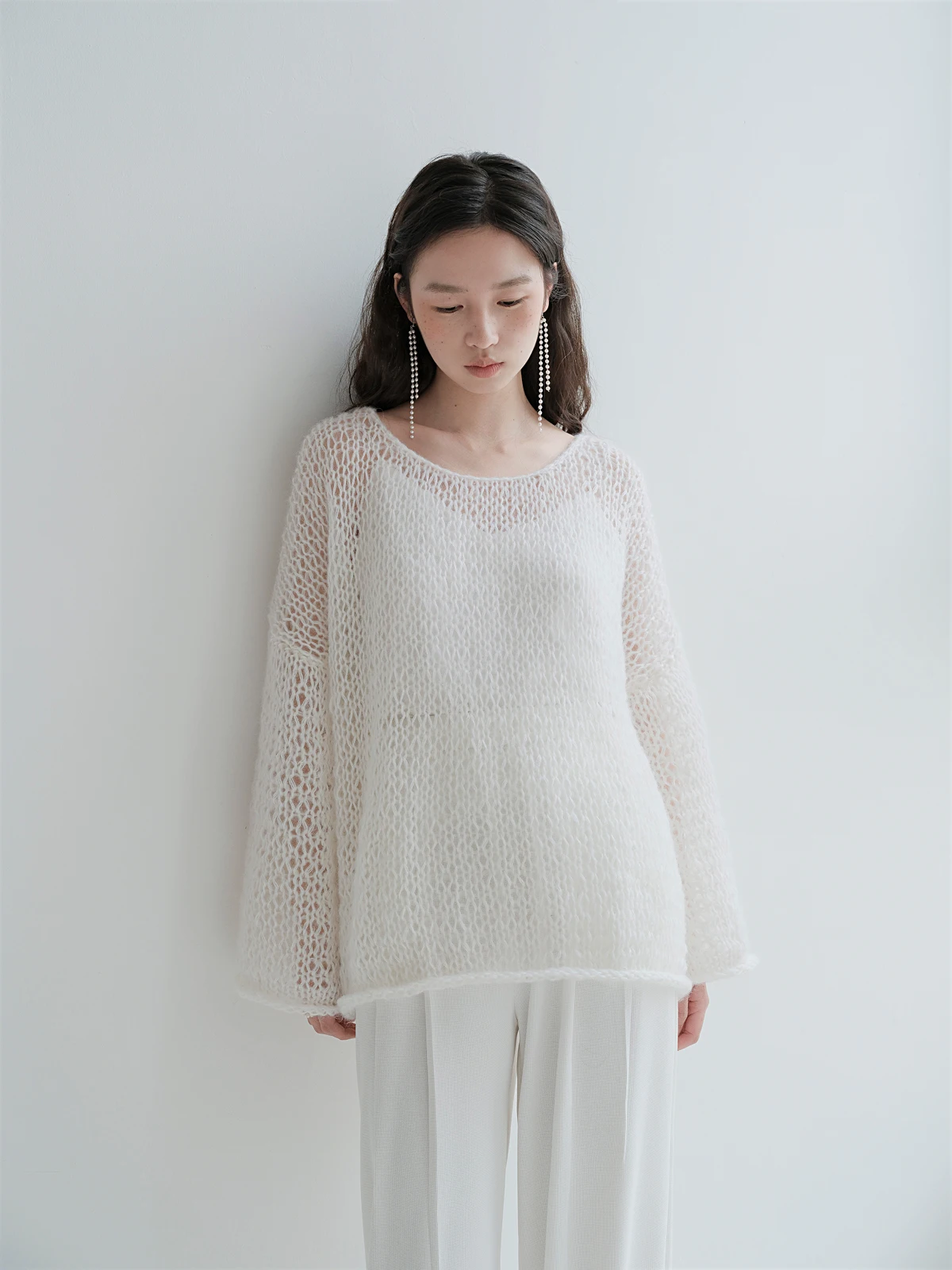 

Женский тонкий свитер Yuann Chic матового оранжевого цвета, прозрачный, белый, для повседневной носки, с длинными рукавами, круглым вырезом, стандартный крой