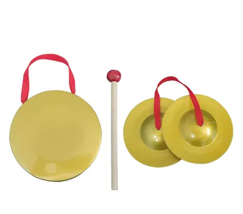 2Pcs 황동 핸드 심벌즈, 1Pcs 미니 공 탬버린 9/12 cm 직경 공 밴드 리듬 음악 타악기