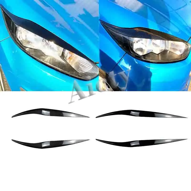 

Пара накладок на переднюю фару, наклейка на фару, веко, АБС-пластик, углеродное волокно, украшение на крышку глаз автомобиля для Ford Fiesta MK6.5 2013-2017