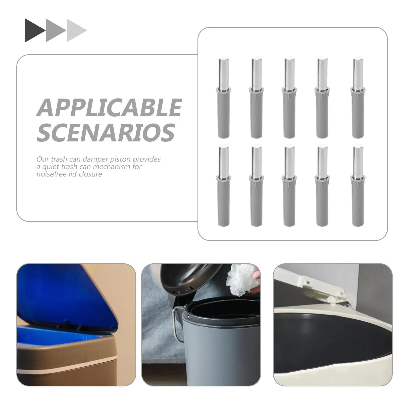 10Pcs Garbage Can Damper Quiet Close Hydraulic Lid Mechanism Soft Close Replacement for Kitchen Bathroom Office Wastebasket Lid