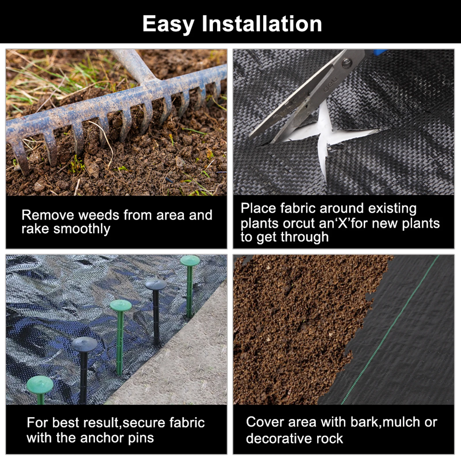 Weed Mats Fabric Ground Cover Grass Cloth Gardening Woven Thicker PP 1pcs Permeable Heavy Duty Landscape Black Sheet