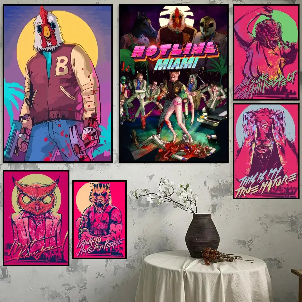 الخط الساخن ميامي عمل اللوحة الخط فرملس قماش جدار الفن مثالية للديكور المنزل هدايا العيد #5