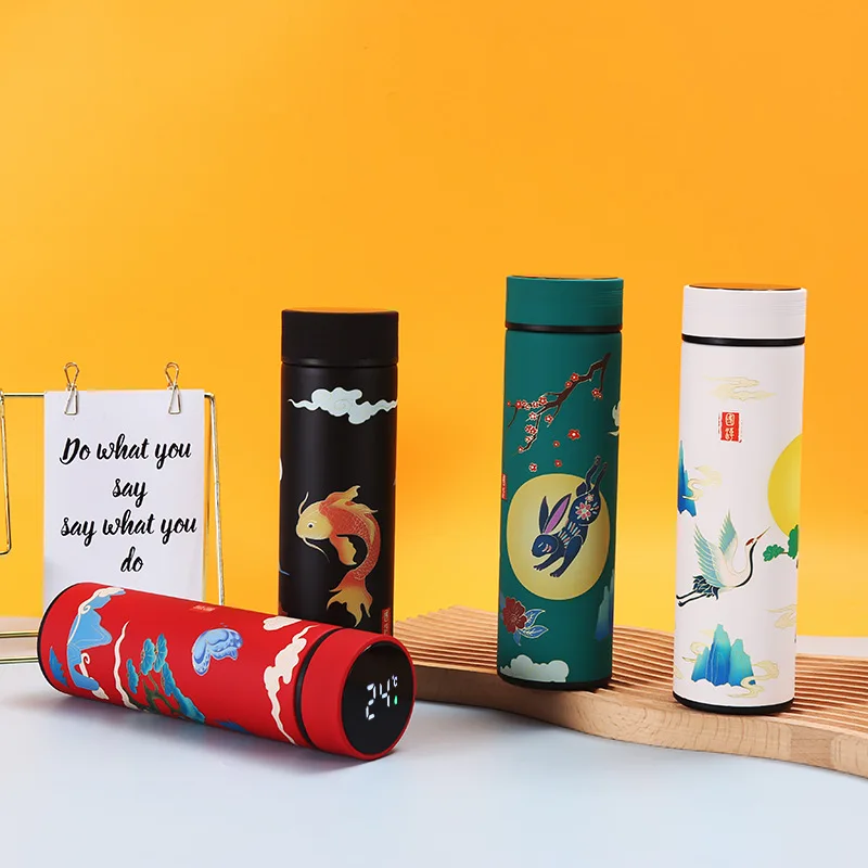 Creative National Water Bottle 304 Stainless Steel Intelligent Insulation Touch Display Vacuum Mup Beautiful Chinese Style Cup