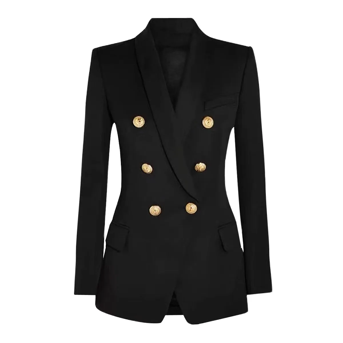 

Notched Elegant Blazer 2024 For Women Long Sleeve Buttons Polyester Slim Holiday Party Club Summer