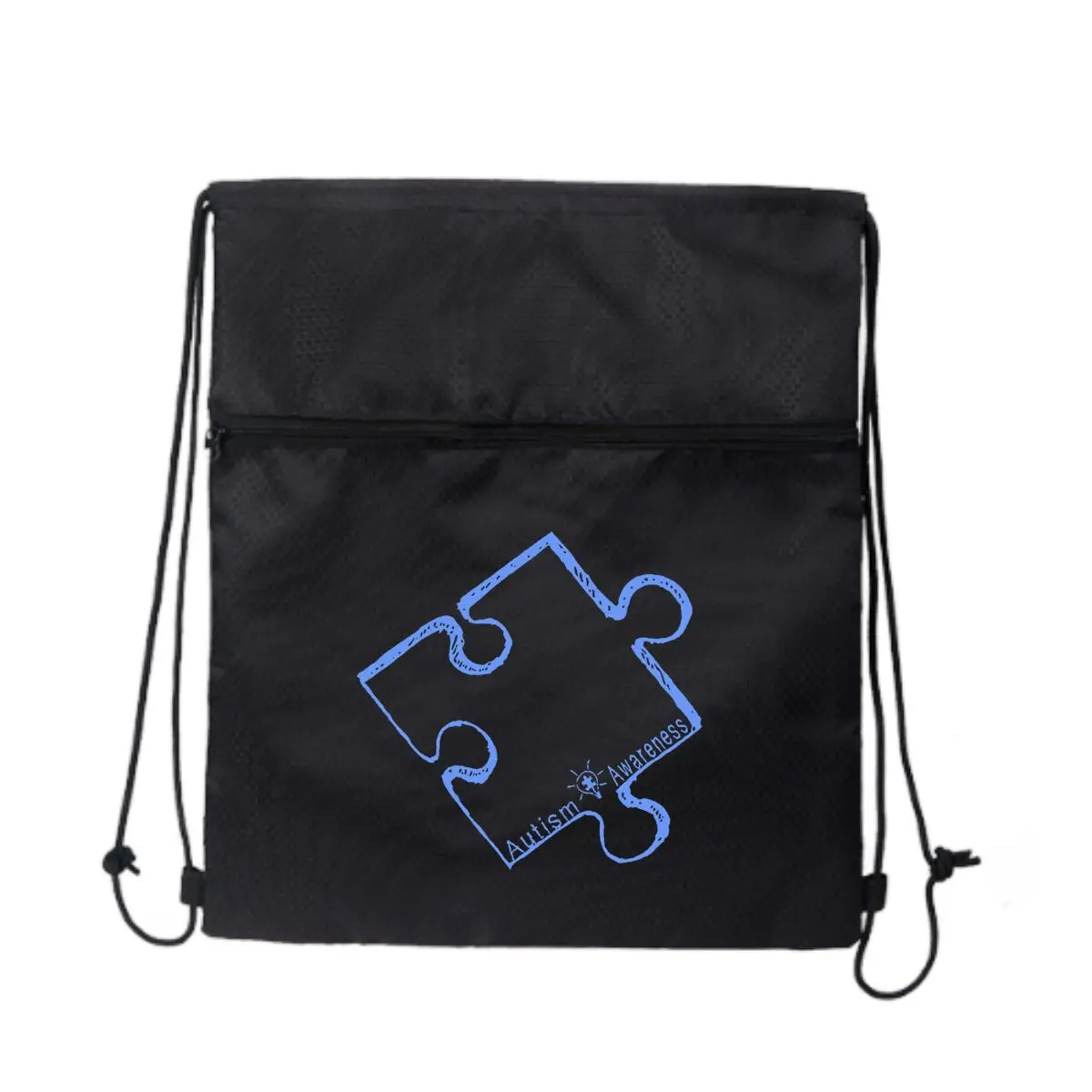 

Дизайн осведомленности об аутизме с кусочком пазла. Сумка на молнии на шнурке. Сумка: удерживает закуски и игрушки.