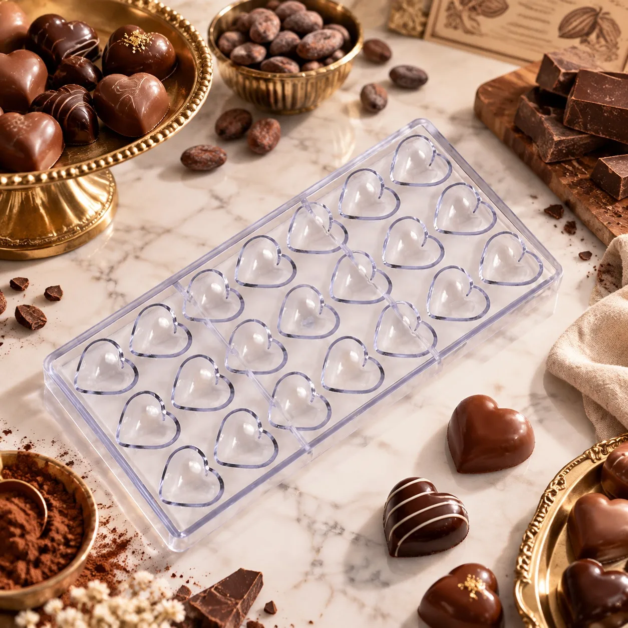 1PC 21 Cavity Heart Chocolate Mold, Candy Mould for Dessert & Cake Decorating, Home Baking Supply ZYF