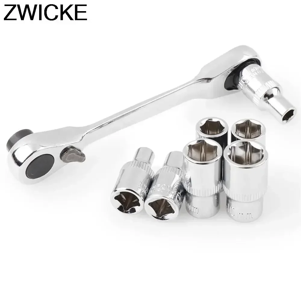 

Ratchet Handle Wrench Double Head Available Attaches To 6.35 Cm Socket or Screwdriver Head 1/4 Square and Hex Mini Portable