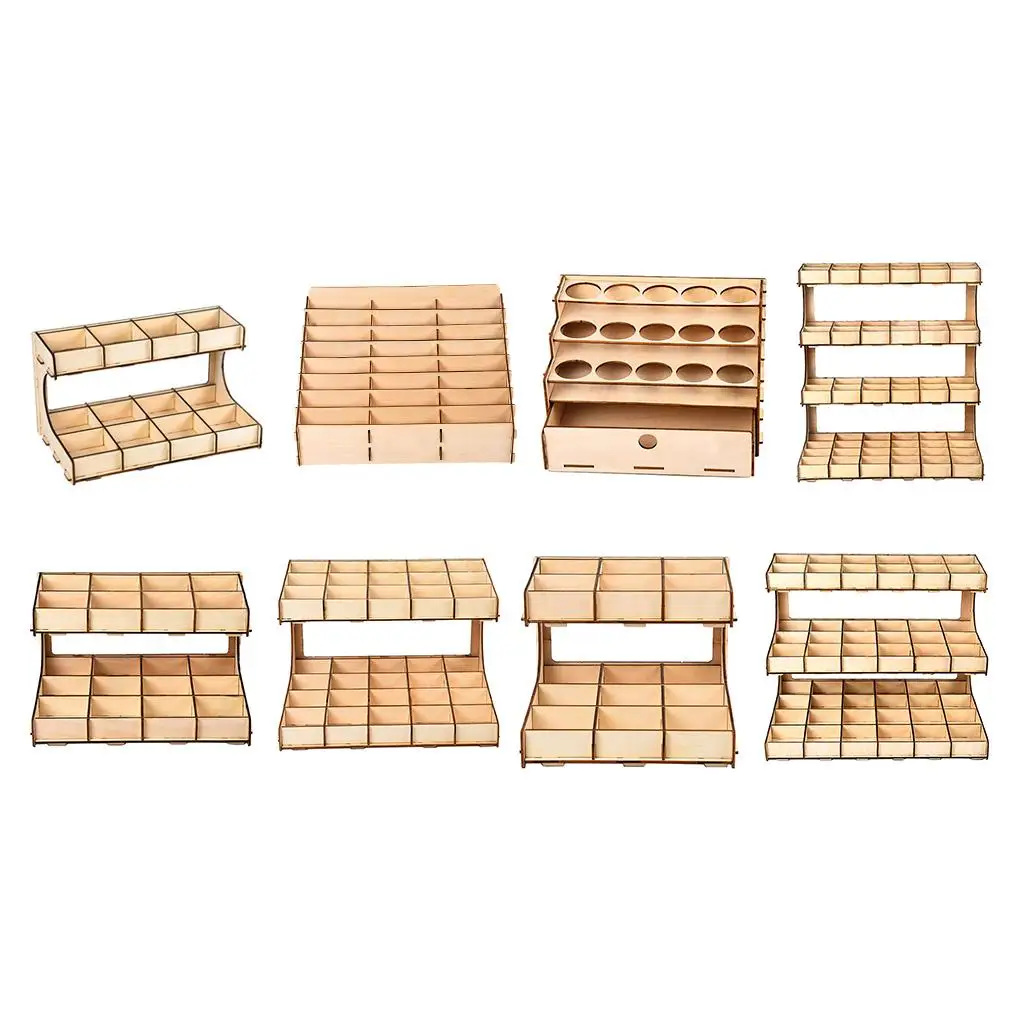 DIY Wood Kit Modular Paint Stand Holder Revolving Storage Rack for Pigment Bottles Craft Paint Organizer Wooden Desk Tool