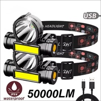 Super Bright LED Headlamp Rechargeable Waterproof Flashlight With XPE COB Beads And Tail Magnet Dual Light Sources Work Light