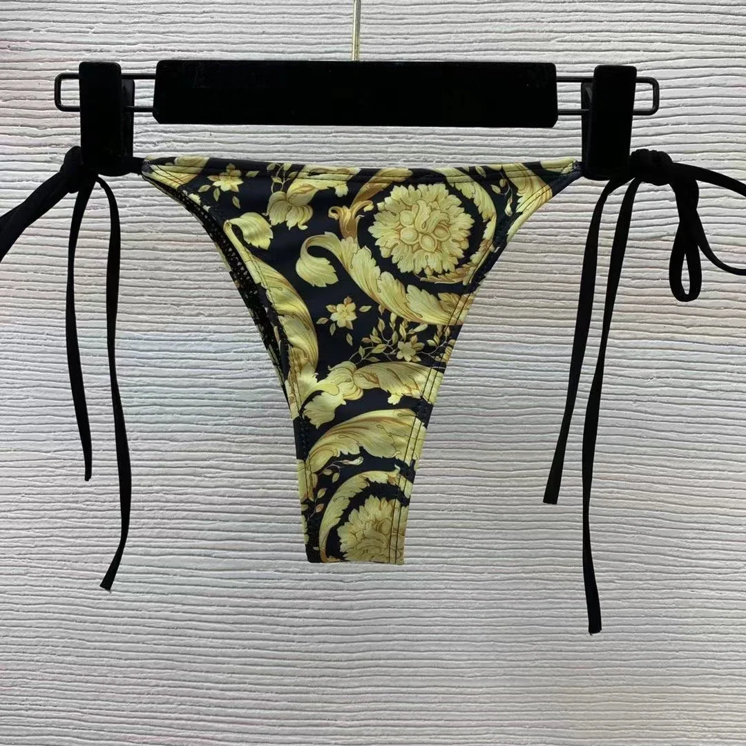 New Luxury Design Swimsuit Golden Floral Print Two Piece Sexy Bikini Female Brazilian Bathing Suit Women Swimwear Beach Biquínis