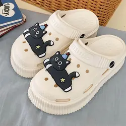 Casual Women  Cartoon Star Cat Colorblocking Slippers Sandals Mop Thick Bottom Increase Non-slip EVA Hollow Shoes Breathable