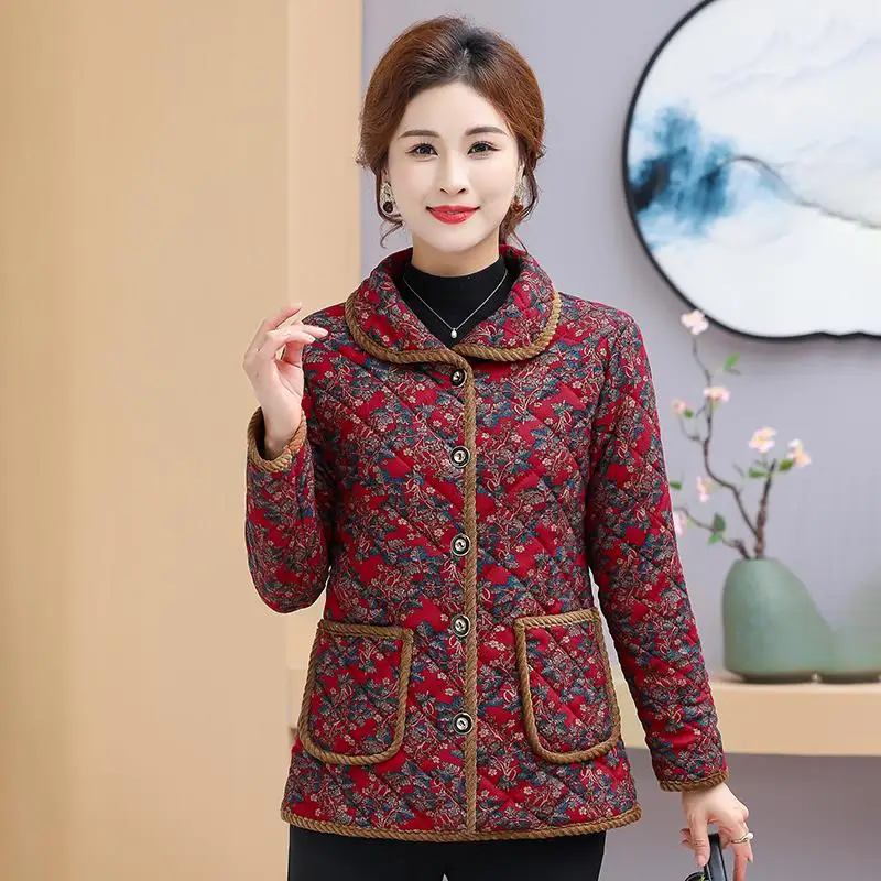 

Thiened Fce Cotton Jaet for Middle-Aged And ly Mothers Floral Warm Women's Winter Coat New Sle Oversized Cardigan