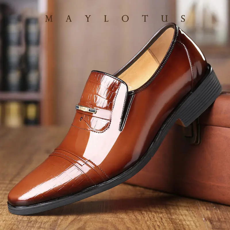 

2025 Oxford Shoes Men's Luxury Wedding Shoe Pointed Toe Dress Shoes for Men Classic Business Men Leather Shoes