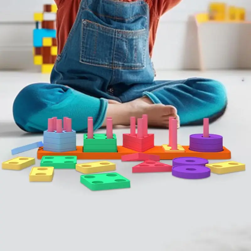 Shape Sorting And Stacking Toy Shape Sorter And Stacker Silicone Toy Stacking & Matching Shape Stacker STEM Preschool Learning