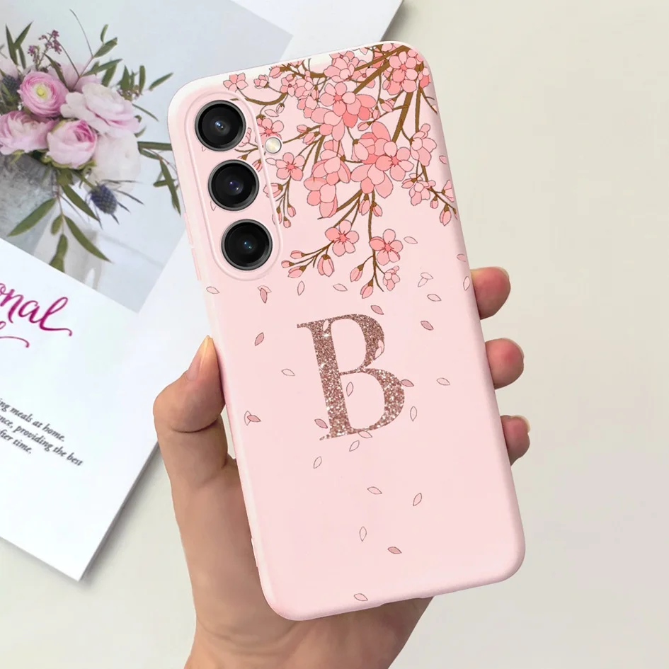 For Samsung Galaxy A25 Case A15 A35 2023 Back Cover Cute Initial Letters Shockproof Bumper For Samsung A25 5G SM-A256B A 25 Para
