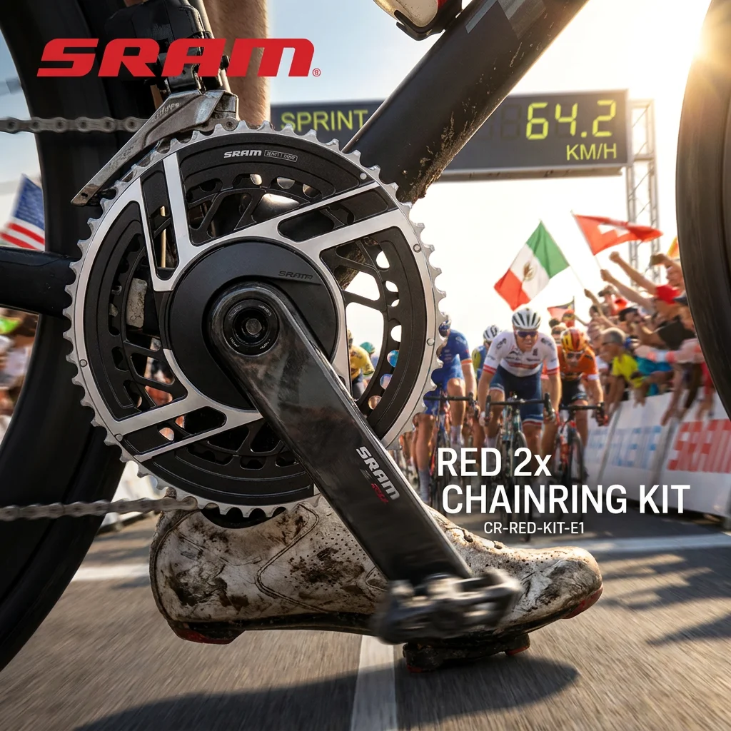 Комплект шестерен SRAM RED 2x 12-скоростной системы |   Цельный X-Range |   46/33T, 48/35T, 50/37T |   DM 8-болтовый |   Цепь с плоскими звеньями |   CR-RED-KIT-E1