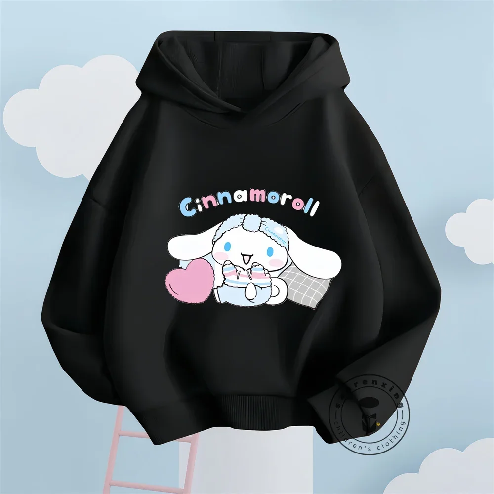 New MINISO Cinnamoroll Hoodie Kids Clothes Girls Sweatshirts Spring Boys Long Sleeves Hoodies Sanrio Cartoon Hooded Tops