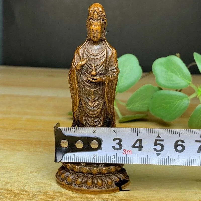 Retro and old Guanyin recruit rice Nanhai Bodhisattva offering clean bottle Guanyin statue Guanyin home offering ornament view 3