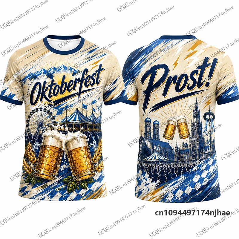 Neues Deutschland Oktoberfest 2026 Prost! Bedrucktes Fußballtrikot für Herren, T-Shirt, Sommer, atmungsaktiv, Sport-T-Shirt, lässige Oberteile für Kinder/Erwachsene – Detail 8