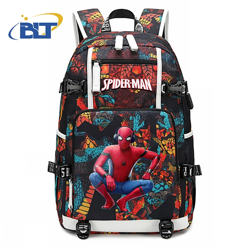 Spiderman printed student schoolbag kids backpack teenagers large capacity travel bag suitable for boys and girls