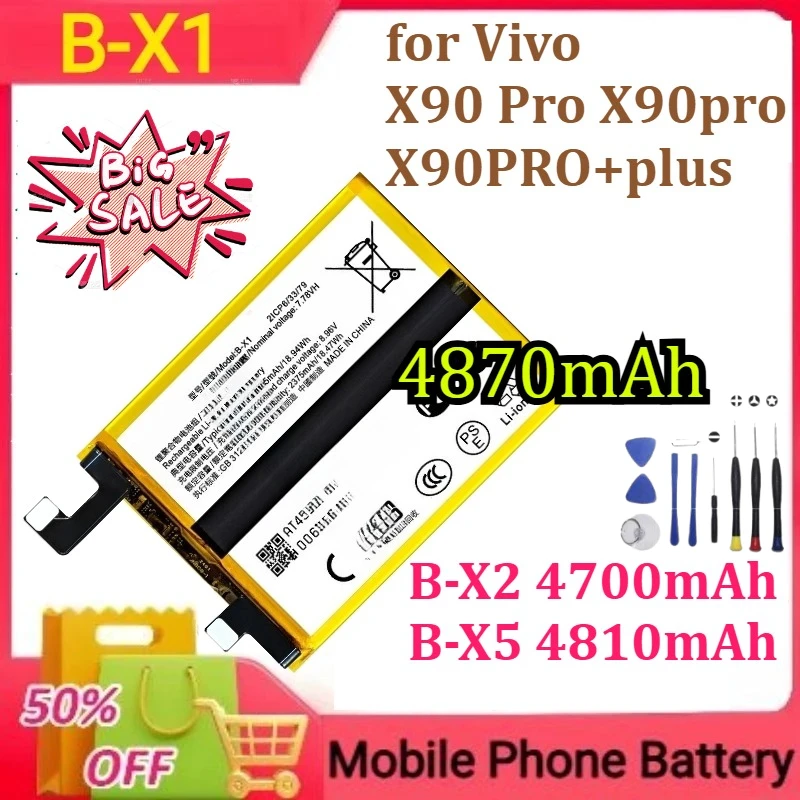 

B-X1 B-X2 B-X5 for Vivo X90 Pro X90pro X90PRO+plus Mobile Phone Battery New 4870mAh 4700mAh 4810mAh+tools