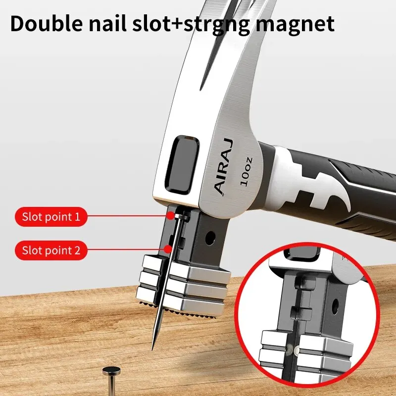 Oudisi Mini Claw Hammer with Magnetic Nail Holder - Durable, Non-Slip, Shockproof, Ideal for Carpentry, DIY & More