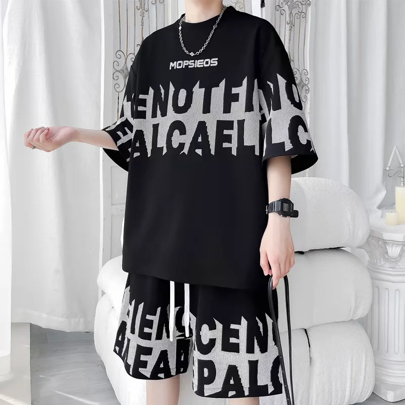 

2026 Men's New Short Set Summer Breathable Fashion Tracksuit Japanese StyleT-shirt and Shorts Two-piece Set Men Clothing