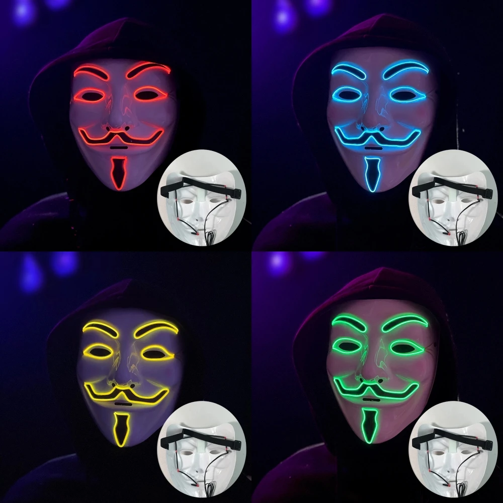 【LEDライトアップマスク】ハロウィン怖いマスク光るマスクパーティーコスプレ衣装小道具LEDマスク調節可能なストラップ付き