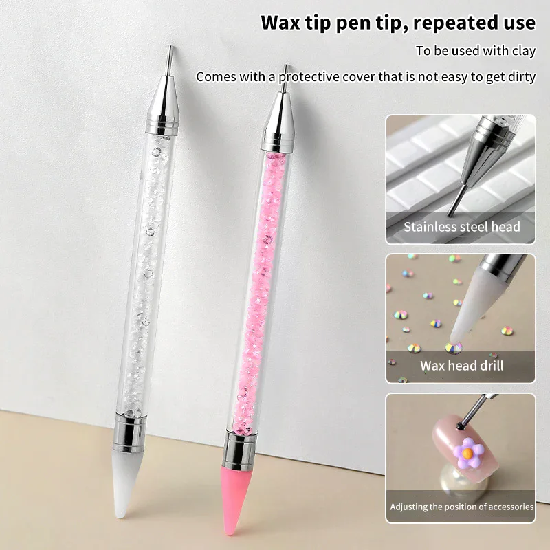 Double Headed For Manicure Salon Nail Art Pen Nail Rhinestone Picker Wax Pen Gel Brush Diy Manicure Nail Art Tools Silicone