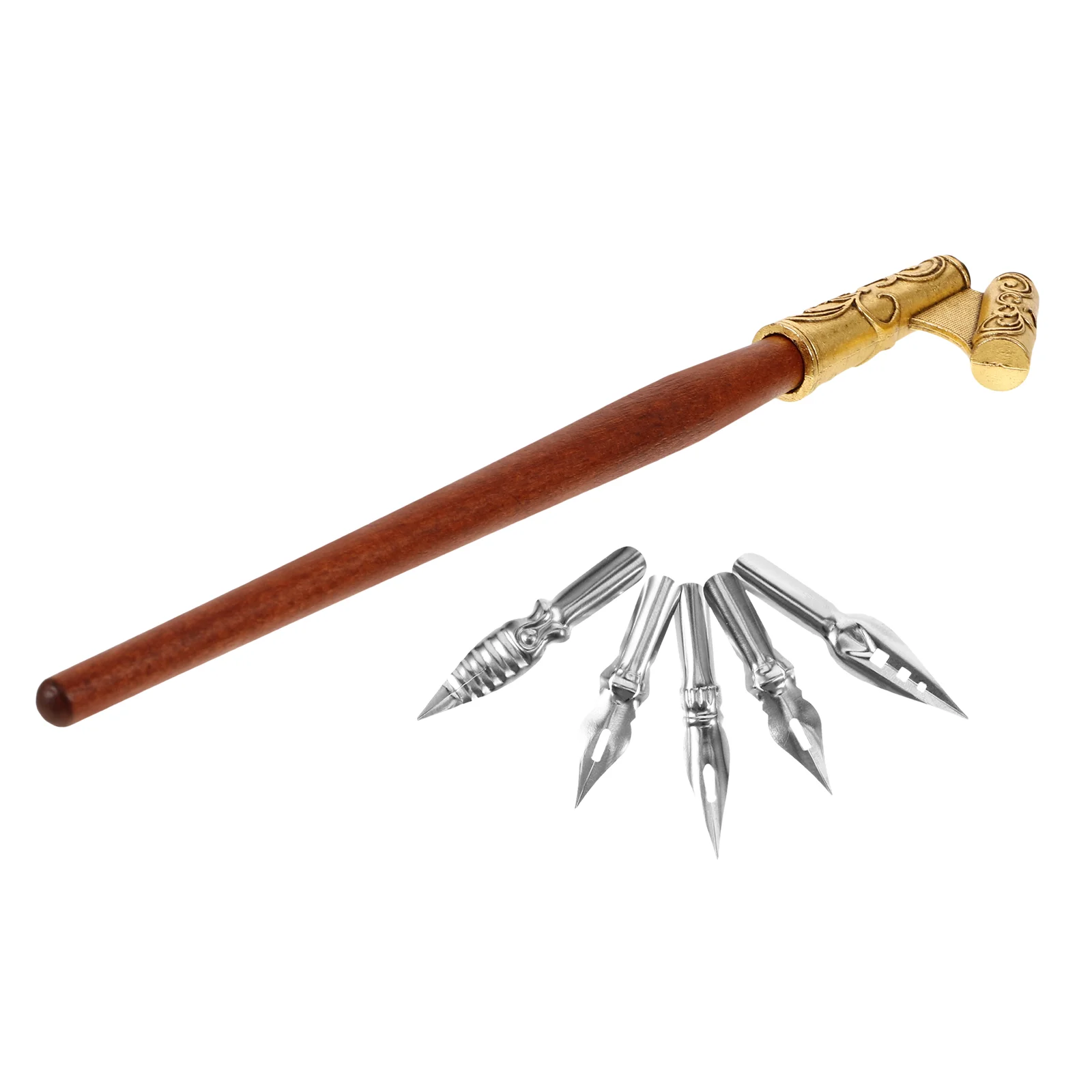 Calligraphy Pen Wooden Dip Highlighter Stainless Steel Stationery Multi-function