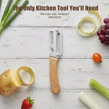 Stainless Steel Peeler Wooden Handle Durable Smooth Multi-function Kitchen Tool Fruit Vegetable Peeling Slicing