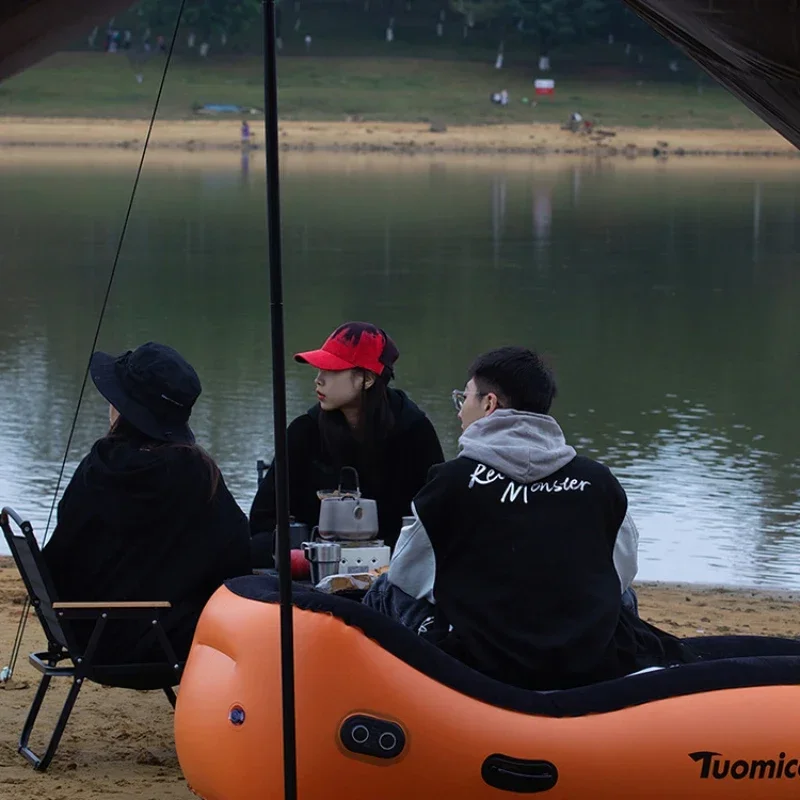 Sofá inflável automático portátil ao ar livre com bomba, colchão de ar, espreguiçadeira preguiçosa, relaxante e dormindo, camping e lazer