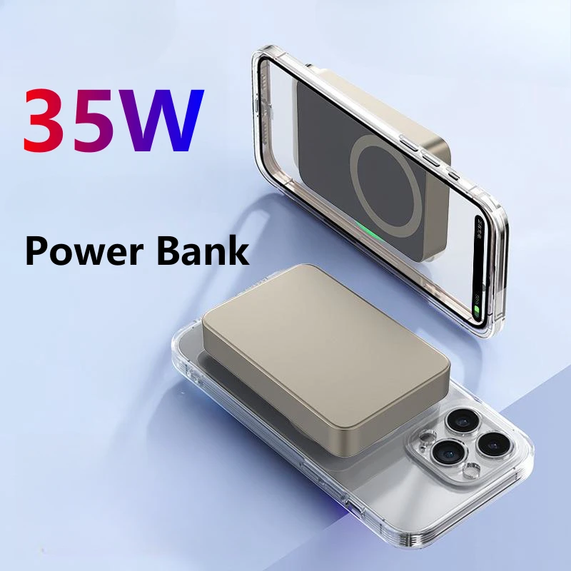 Super Fast Charging Suitable For IPhone 16 35W Power Bank Titanium Alloy 10000MAh Wireless Magnetic Power Bank