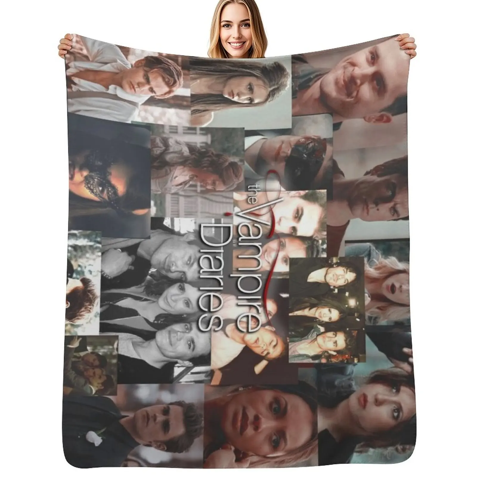 

TVD Photo Collage Throw Blanket decorative anime wednesday Cute Plaid Blankets