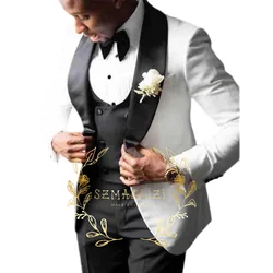 Fashion 3 Pieces Sets Single Breasted Groommen Groom Tuxedos Shawl Lapel Formal Men Suits Wedding Best Man Blazer