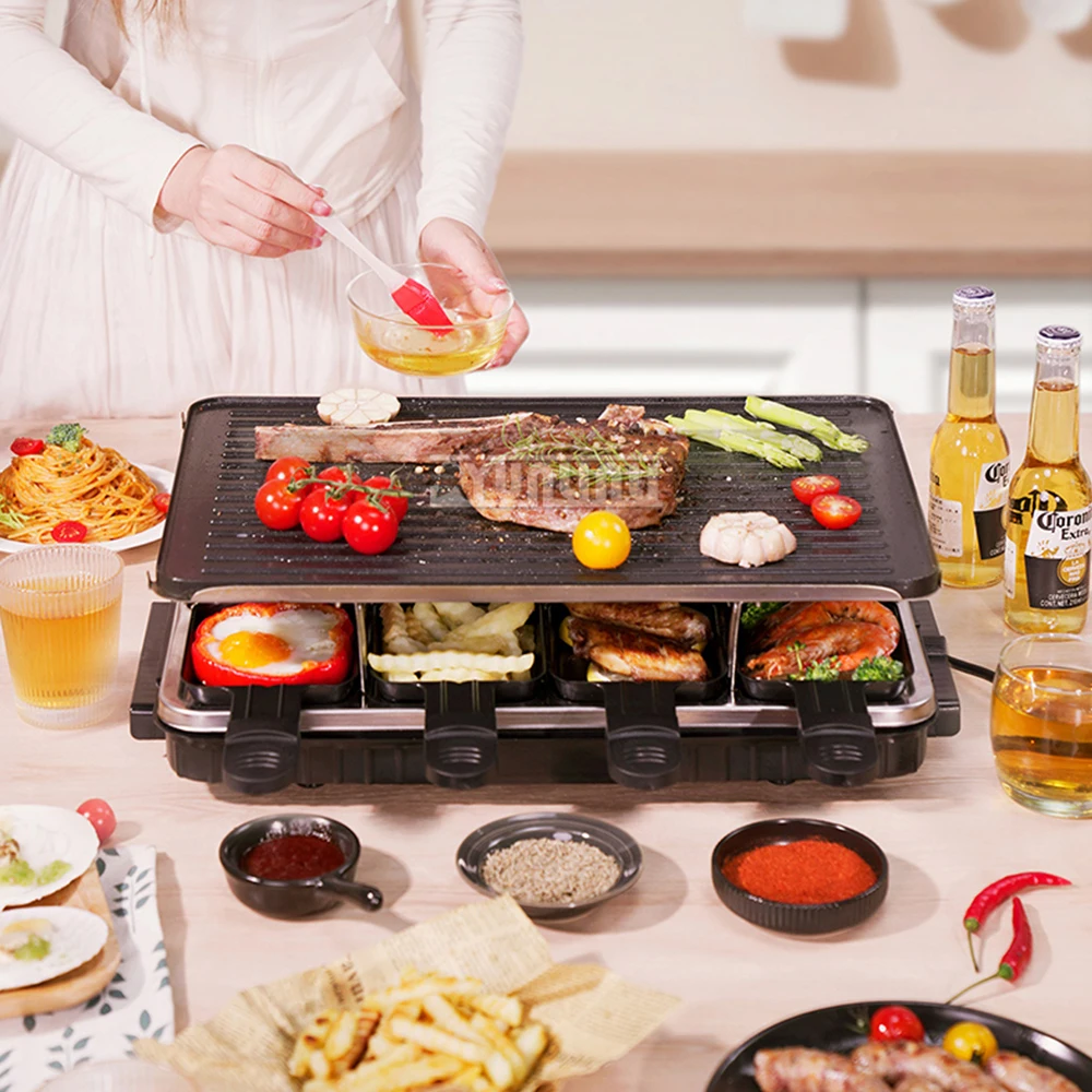 Smokeless Non-stick Barbecue Machine Double Layers Grill Pan Household Electric Griddle Barbacoa Electrica Sin Humo