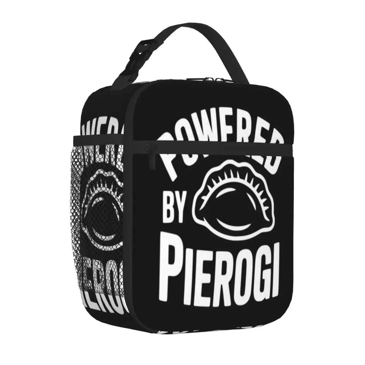 Hot Sale Powered By Pierogi Plant Print Canvas Lunch Bag Daily Snack Storage Insulated Snack Tote