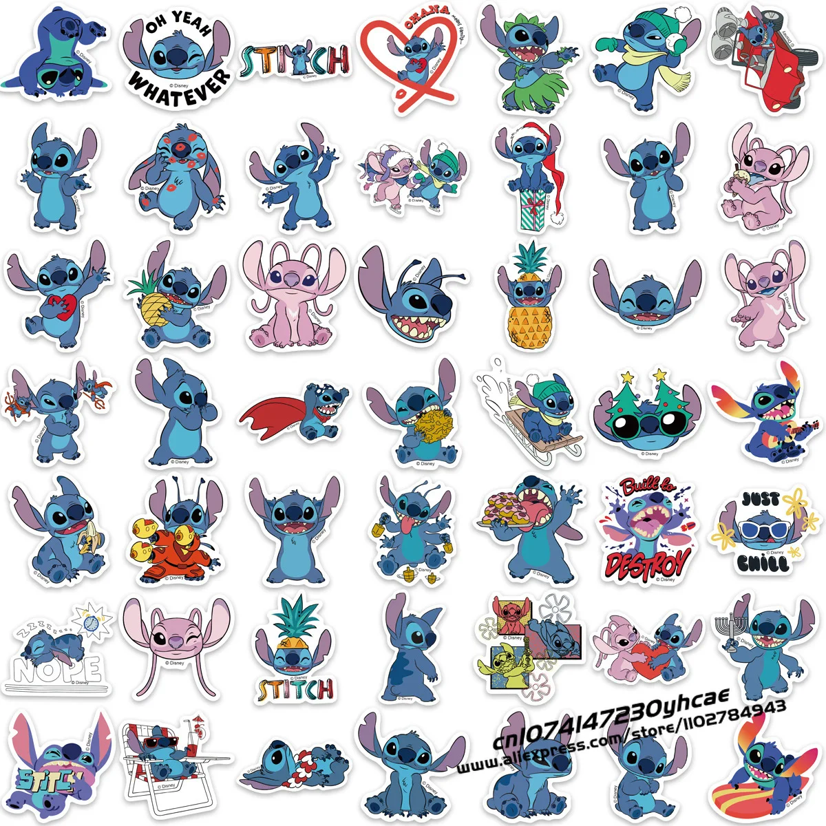 100pc Disney Stitch Stickers for Mickey Minnie Mouse Sticker Pack for Cars Bags Pegatinas Adesivo