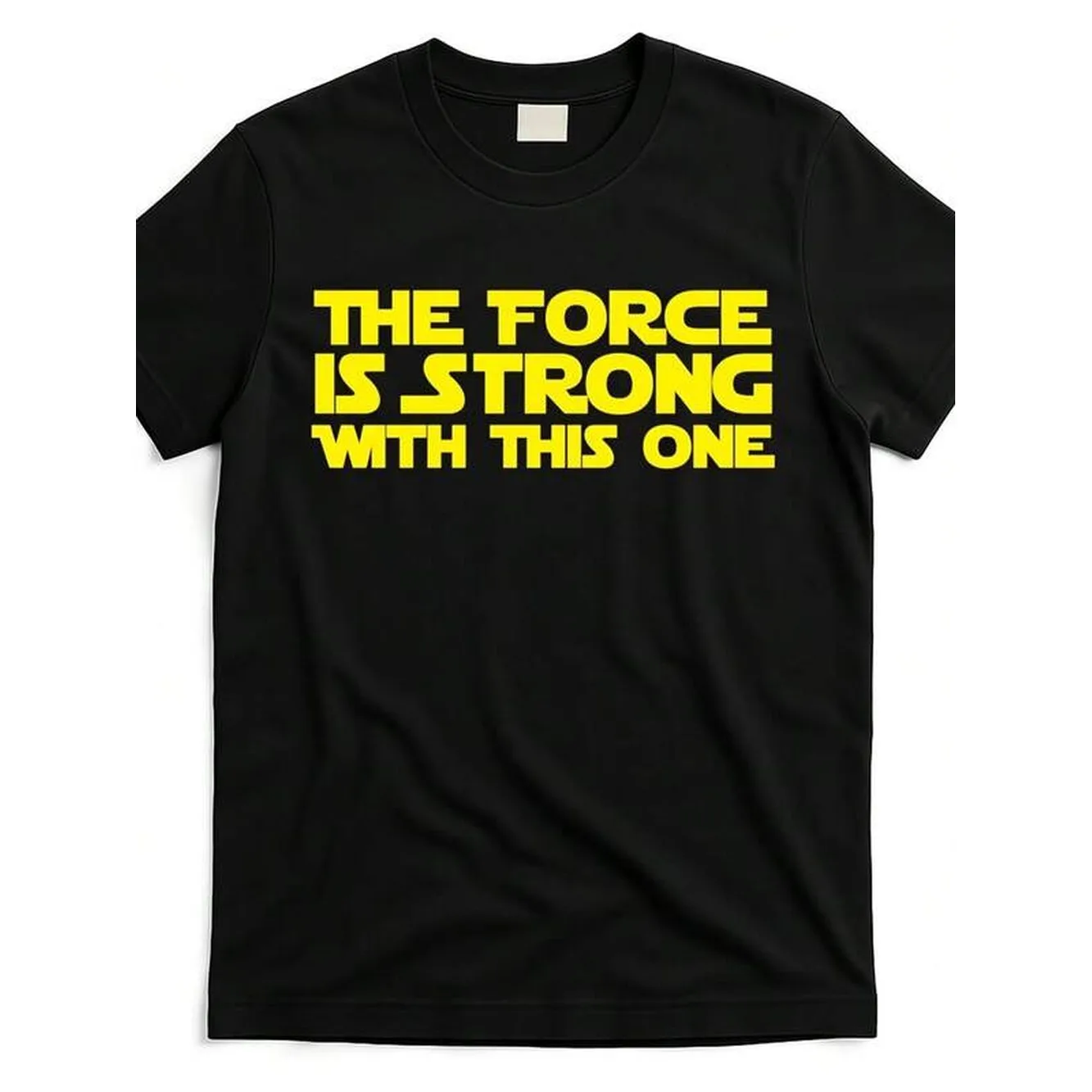This Men And Women T-Shirt Features A Powerful Pattern Black Lightweight Casual Round Neck Short Sleeves With Eye-Catching Yellow Print Fit Wear