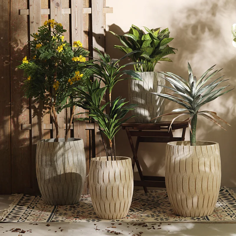 High floor-standing pots, flower pots, cement vintage large outdoor courtyards, living rooms, balconies, furnishings, money tree