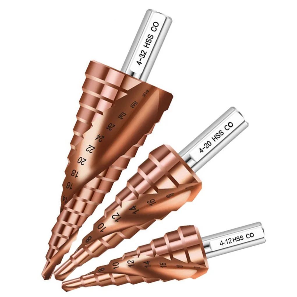 ステップドリルビット 木製コーンドリルビット 木工用高速度鋼回転穴あけ工具、4-32mm