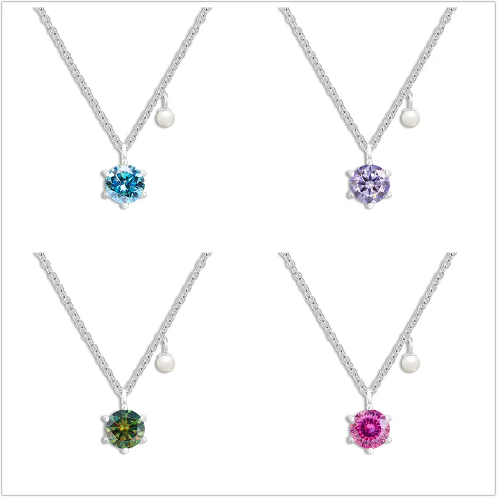 

1 CT Real Moissanite silver Pendant Necklace For Women Top Quality 925 Sterling Silver Wedding Party Bridal Fine Jewelry