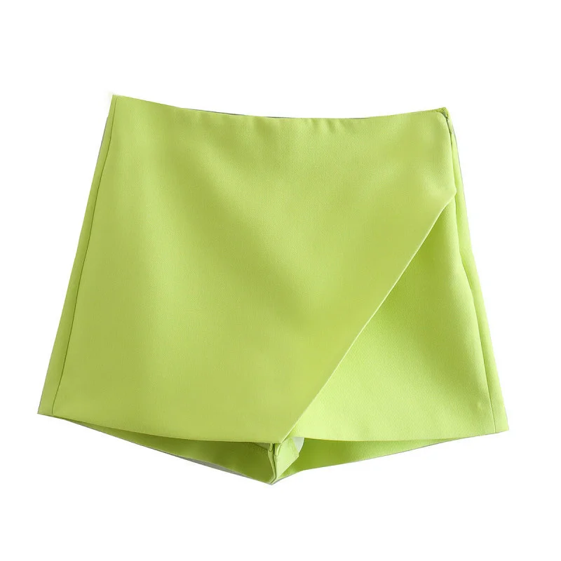 

New Women Fashion Candy Color Asymmetrical Shorts Skirts Lady Zipper Fly Pockets Hot Shorts Chic Pantalone Cortos 2023