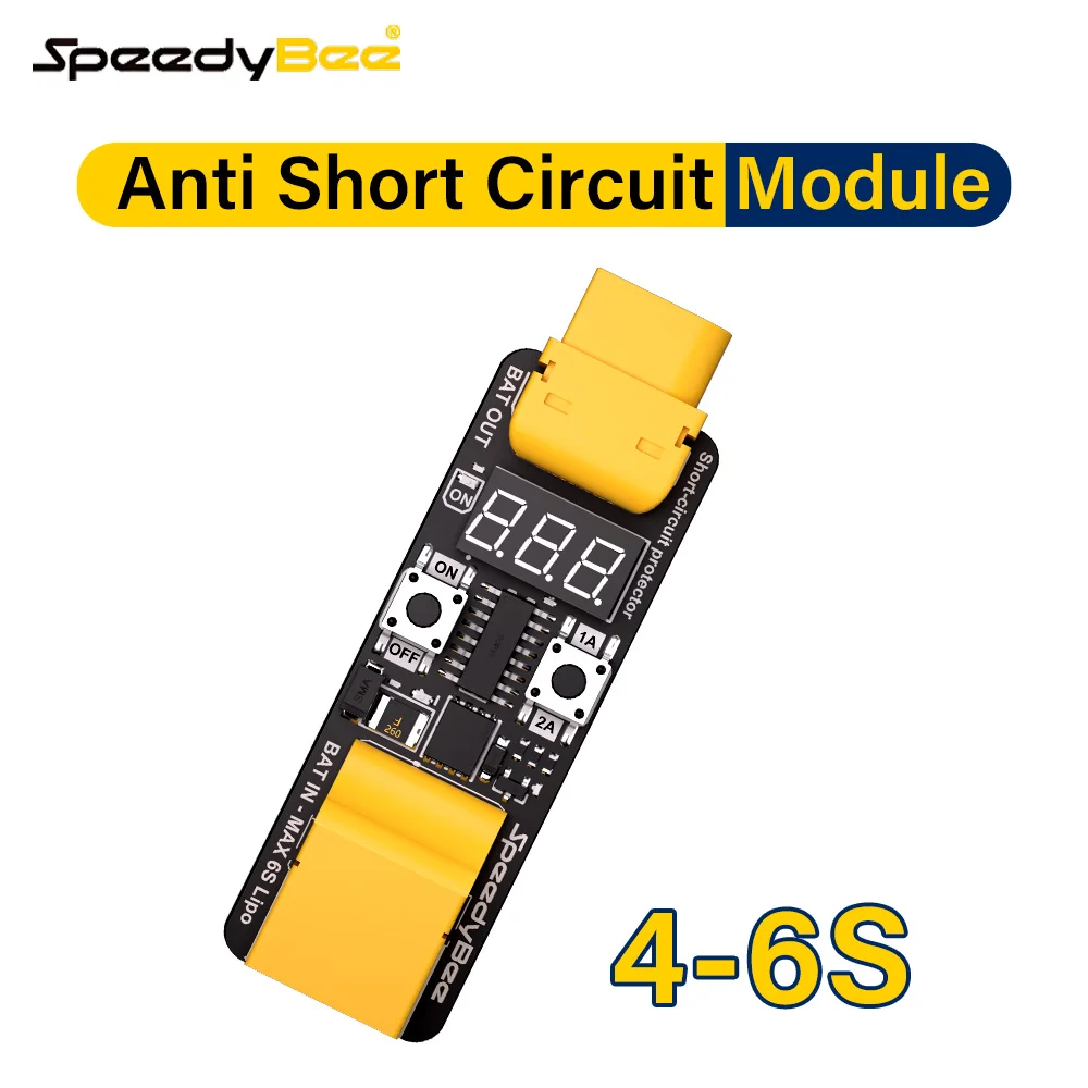 SpeedyBee Anti Short Circuit Module 4-6S 1A/2A  Current Limiting Digital Display Short-Circuit Protection Tool For Flight Stack