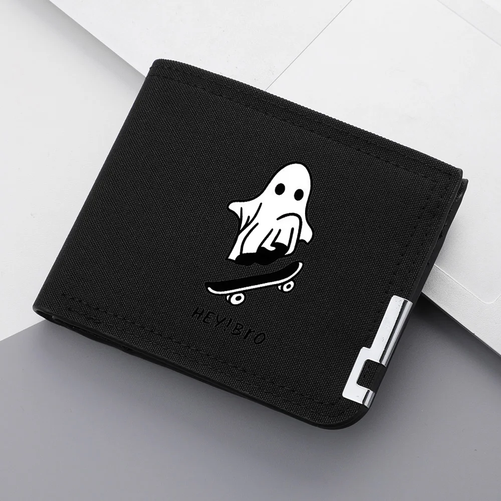 Men's Canvas Double-fold Wallet, Multi-Functional Credit Card Holder, Cartoon  Short Wallet For Men