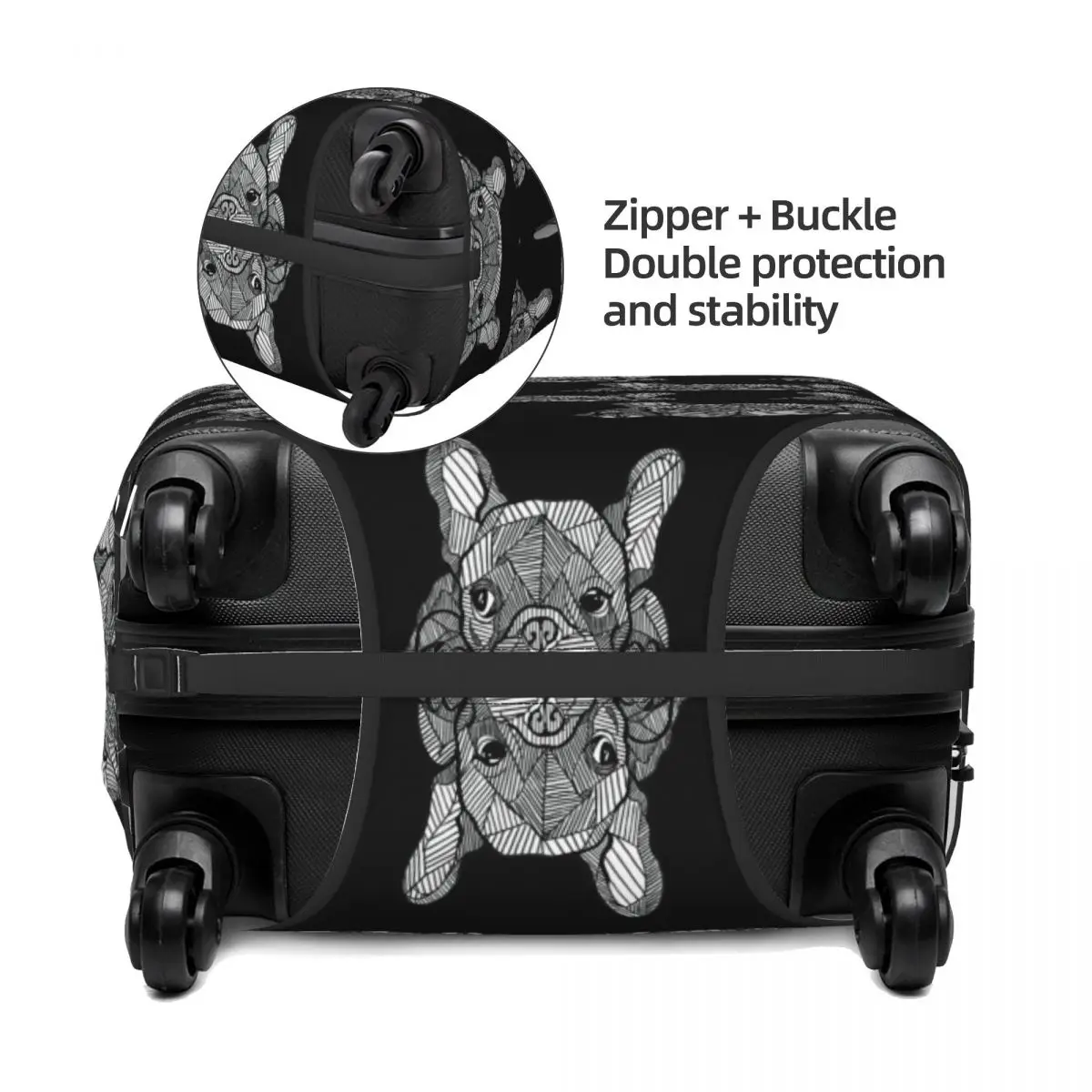 Custom French Bulldog Luggage Cover Protector Elastic Frenchie Dog Travel Suitcase Covers