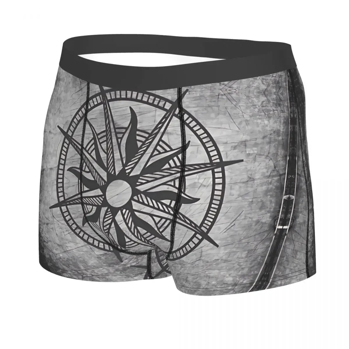 Grey Compass Men Boxer Briefs Ocean Compass Highly Breathable Underwear Top Quality Print Shorts Birthday Gifts